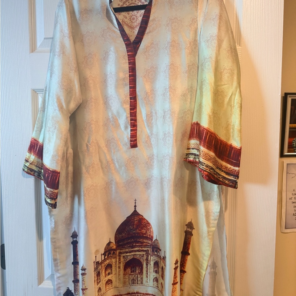Pakistani Indian Desi outfit silk kurta with digital printing